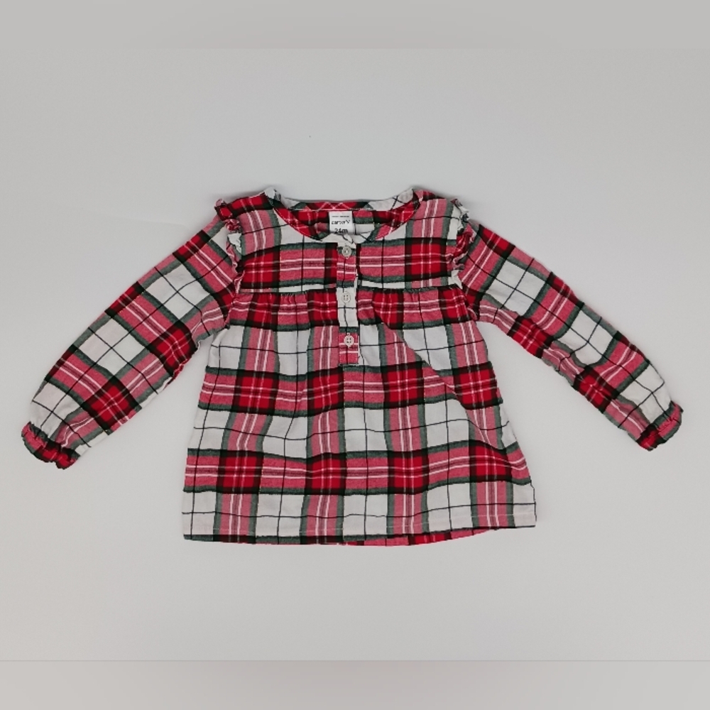 Carter's Long Sleeve Flannel Christmas Top (24M) - NWOT
